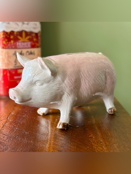 Other - Vintage Textured Farmhouse Pig Piggy Bank Home Figurine Accent